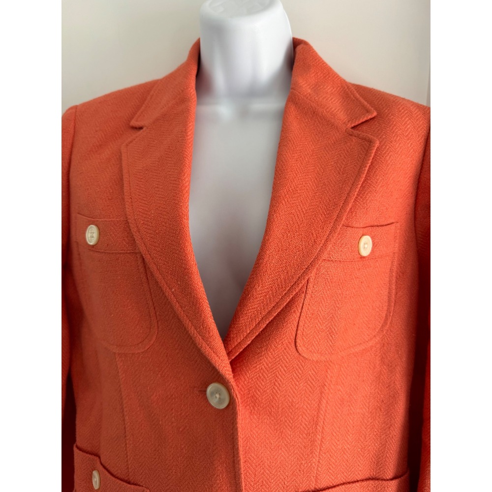 NWT Lauren Ralph Lauren Petite Linen Silk Blazer Peach Herringbone Jacket 12P - Picture 6 of 13